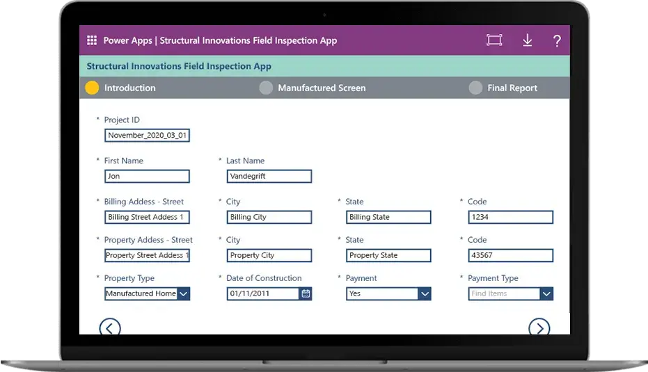 Field Inspection Power App | About Client